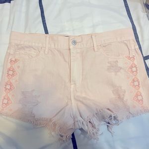 Light Pink Hollister Embroidered Jean Shorts